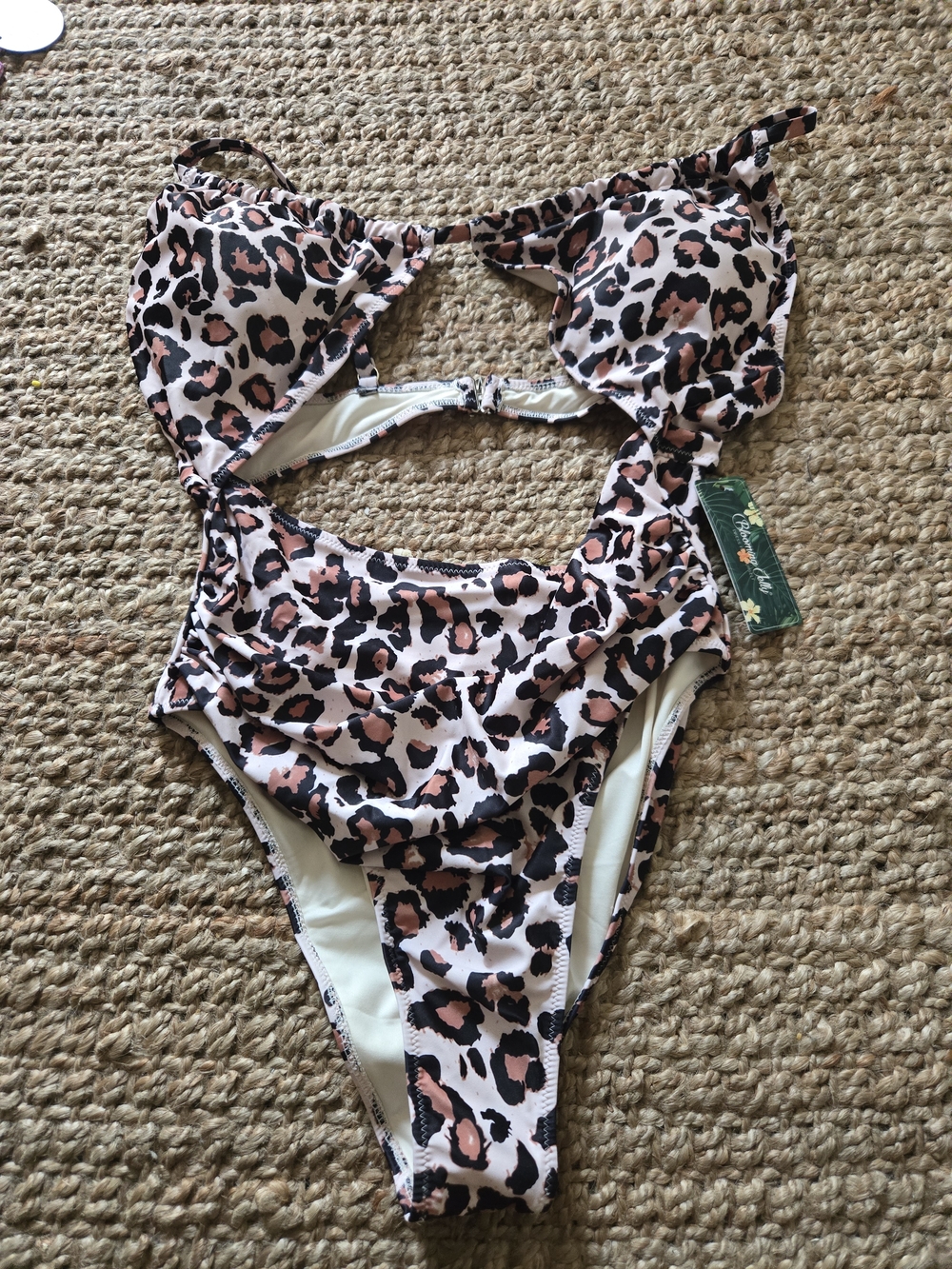 Cupshe Brown and Black Leopard Cutout One-Piece Swimsuit